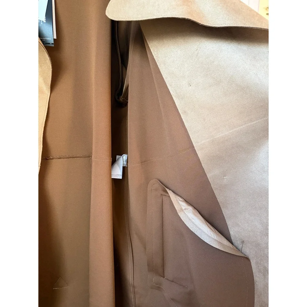 Banana Republic Camel Vegan Suede Trench Coat XL Long - Picture 5 of 11